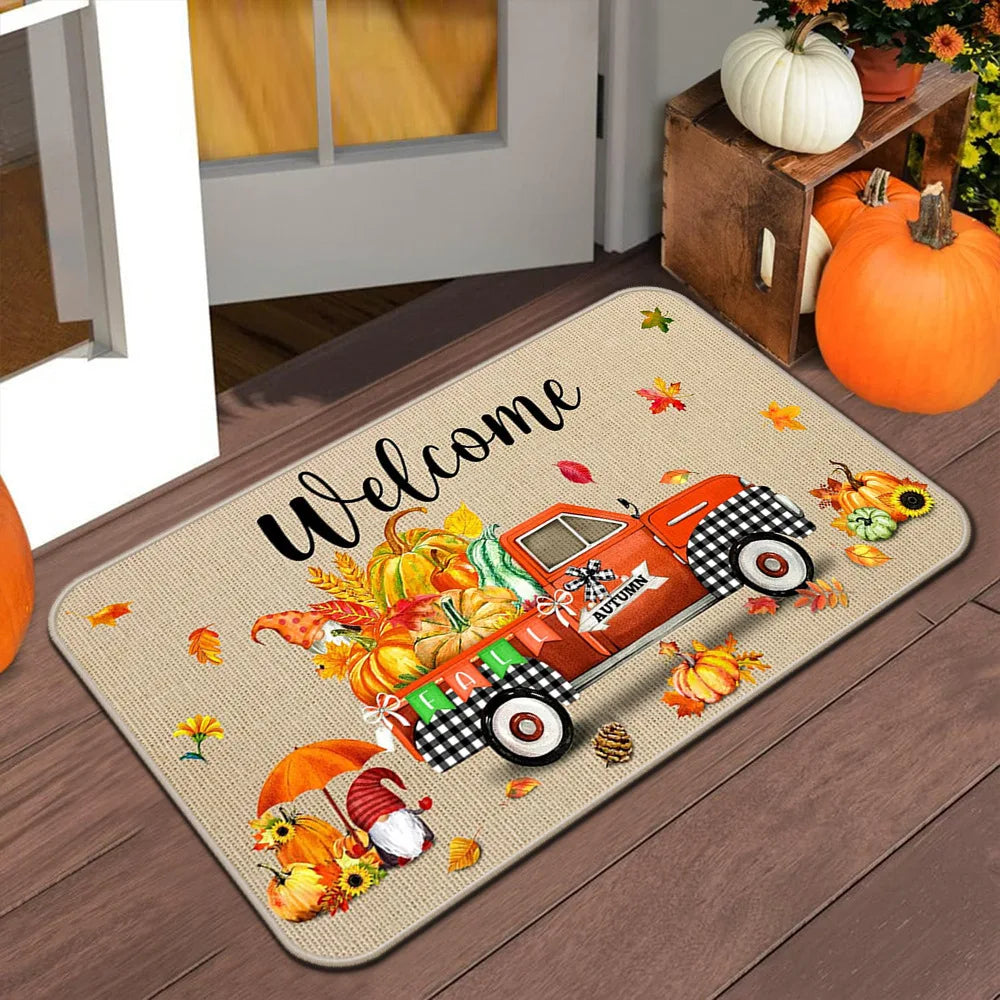 Autumn Welcome Door Mat - Indoor/Outdoor Anti-Slip